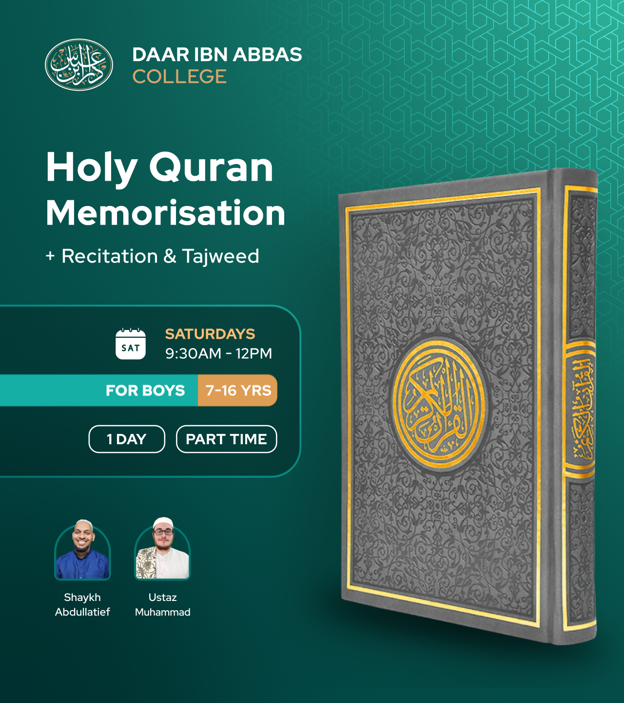 Boys' Part-Time Quran Memorisation – Saturdays